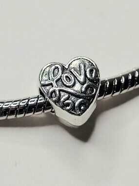 New! For Pandora Charm Bracelet Antique Silver Color Heart LOVE Charm Bead
